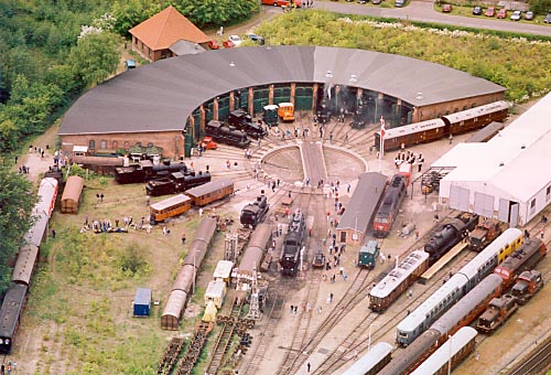 Randers remise set fra luften Luftfoto af Randers remise